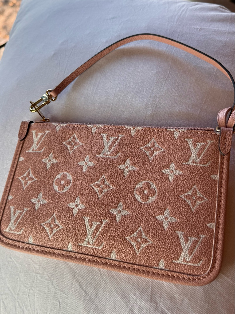 Louis Vuitton CarryAll Pouch in Rose Trianon Empriente leather